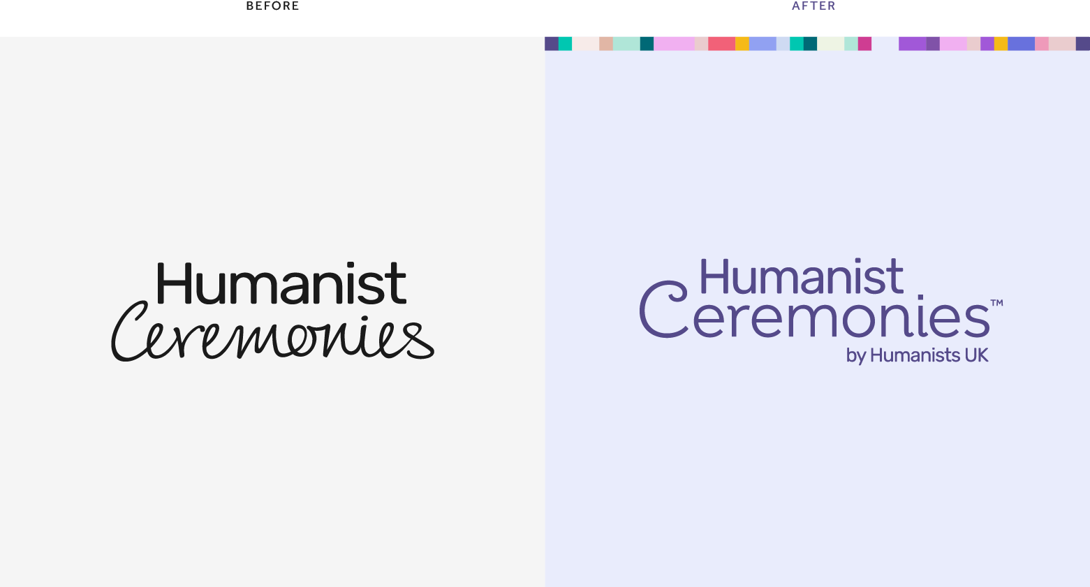 Humanist Ceremonies logo before and after